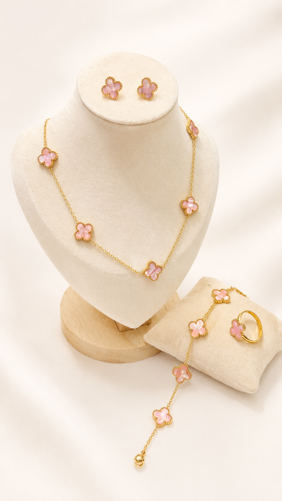 Royal Pink Clover Luxe Jewellery Set of 4