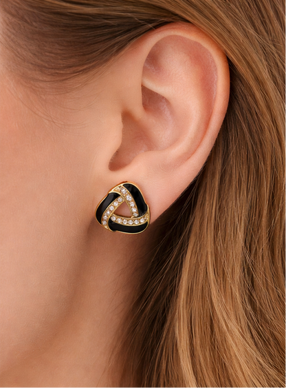Noir Knot Crystal Stud Earrings