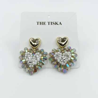 Iridescent Heartburst Pearl Earrings
