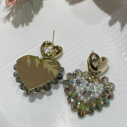 Iridescent Heartburst Pearl Earrings