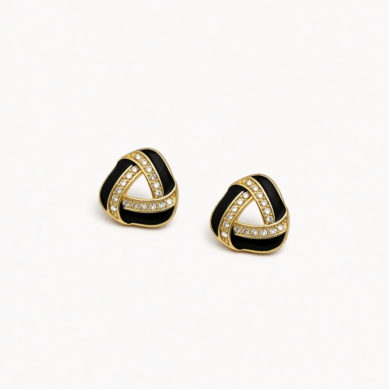 Noir Knot Crystal Stud Earrings