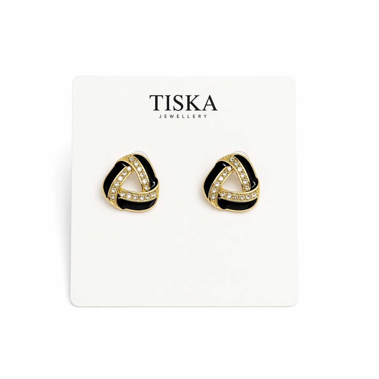 Noir Knot Crystal Stud Earrings