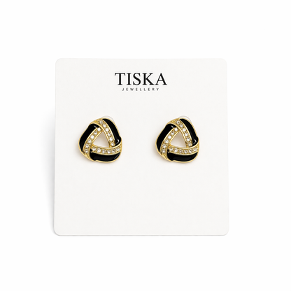Noir Knot Crystal Stud Earrings