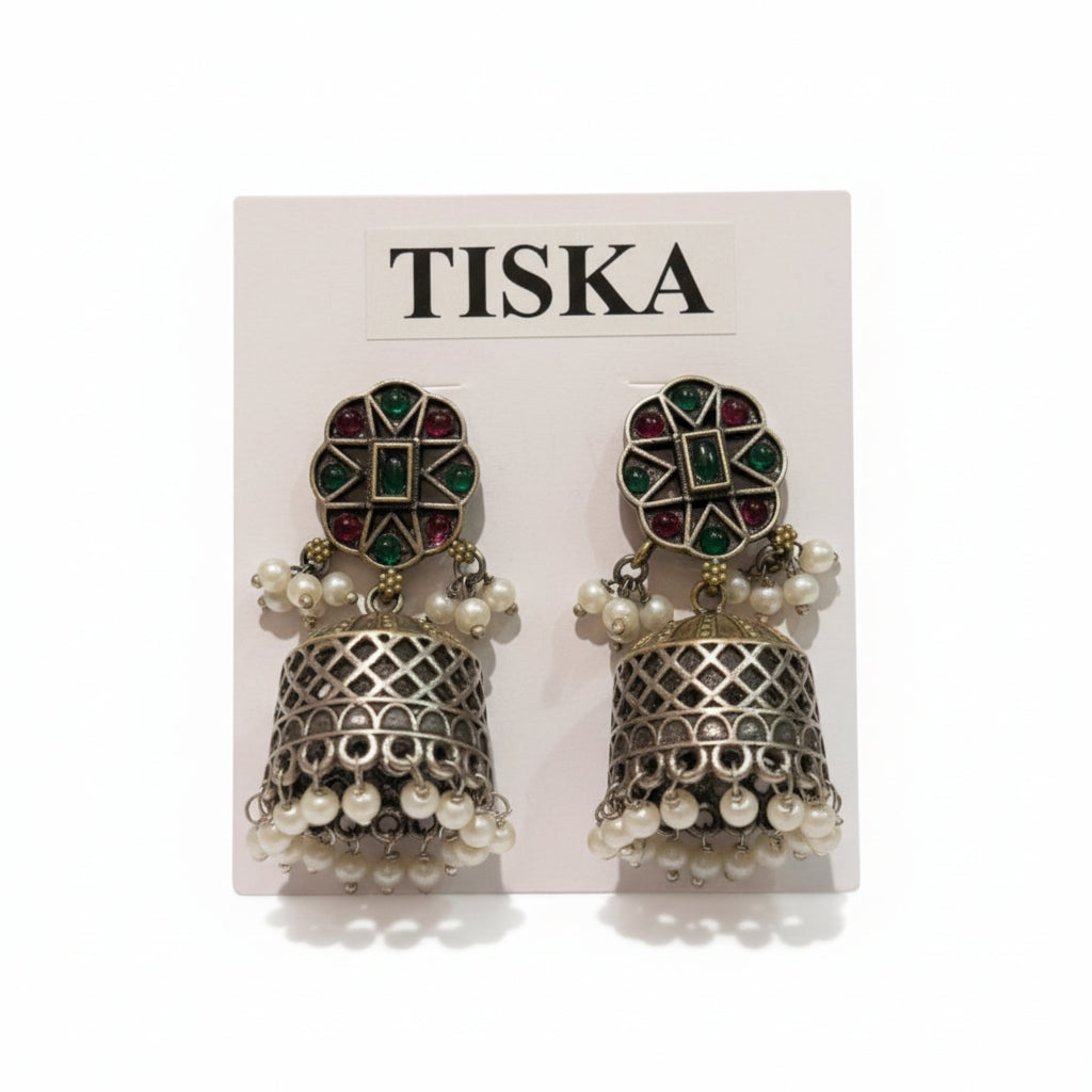 Royal Pearl Jhumka Statement Earrings