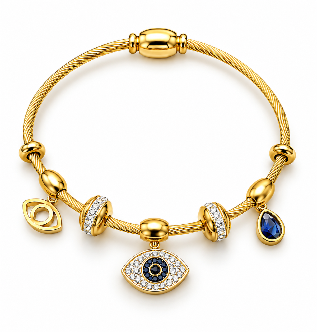 Celeste Evil Eye Gold Charm Bracelet (Anti Tarnish)