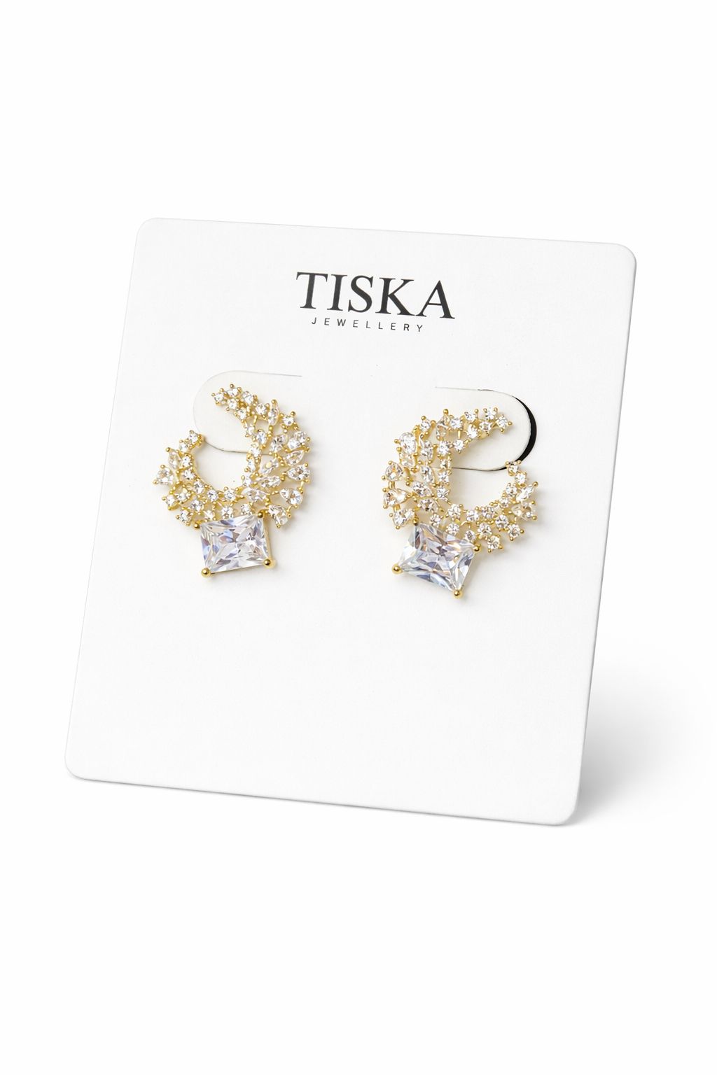 Celeste Crystal Crescent Stud Earrings