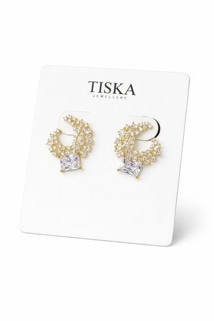 Celeste Crystal Crescent Stud Earrings