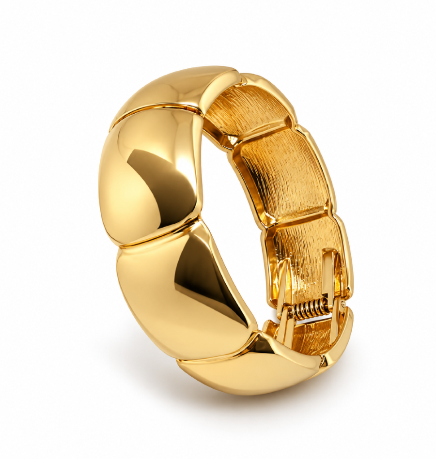 Aurelle Sculpted Gold Bangle (Anti tarnish) | Stainless Steel | Small to Medium wrists