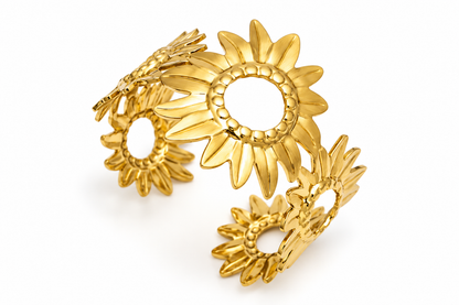Solara Gold Statement Cuff Bracelet (Anti tarnish) | Stainless Stee;