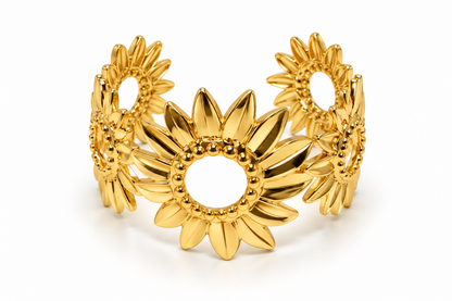 Solara Gold Statement Cuff Bracelet (Anti tarnish) | Stainless Stee;