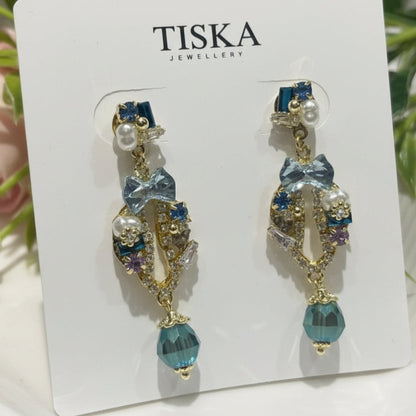 Elegant Blue Crystal Drop Earrings
