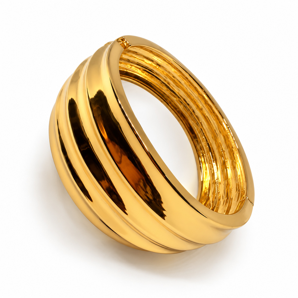 Sienna Sculpted Gold Statement Bangle (Anti tarnish) | Stainless Steel