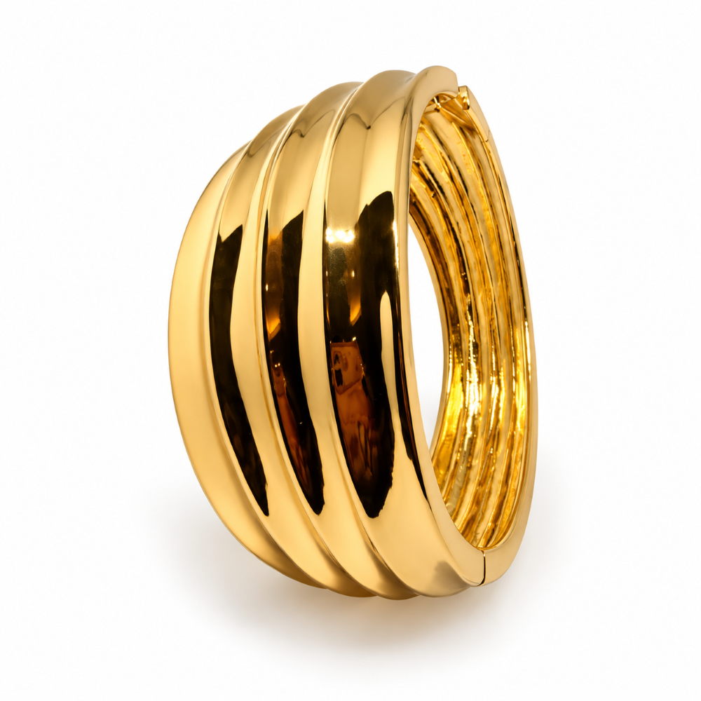 Sienna Sculpted Gold Statement Bangle (Anti tarnish) | Stainless Steel