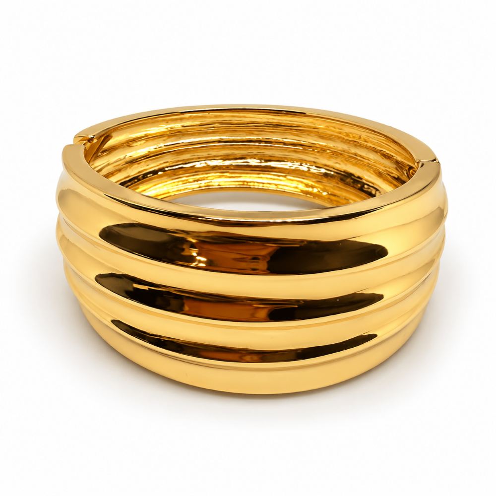 Sienna Sculpted Gold Statement Bangle (Anti tarnish) | Stainless Steel