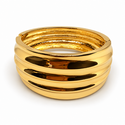 Sienna Sculpted Gold Statement Bangle (Anti tarnish) | Stainless Steel