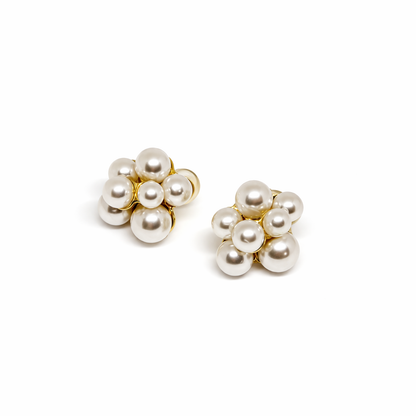 Pearl Blossom Cluster Stud Earrings