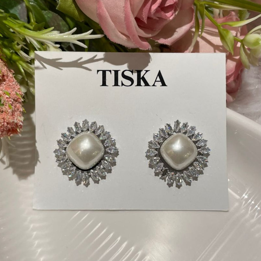 Radiant Pearl Halo Studs