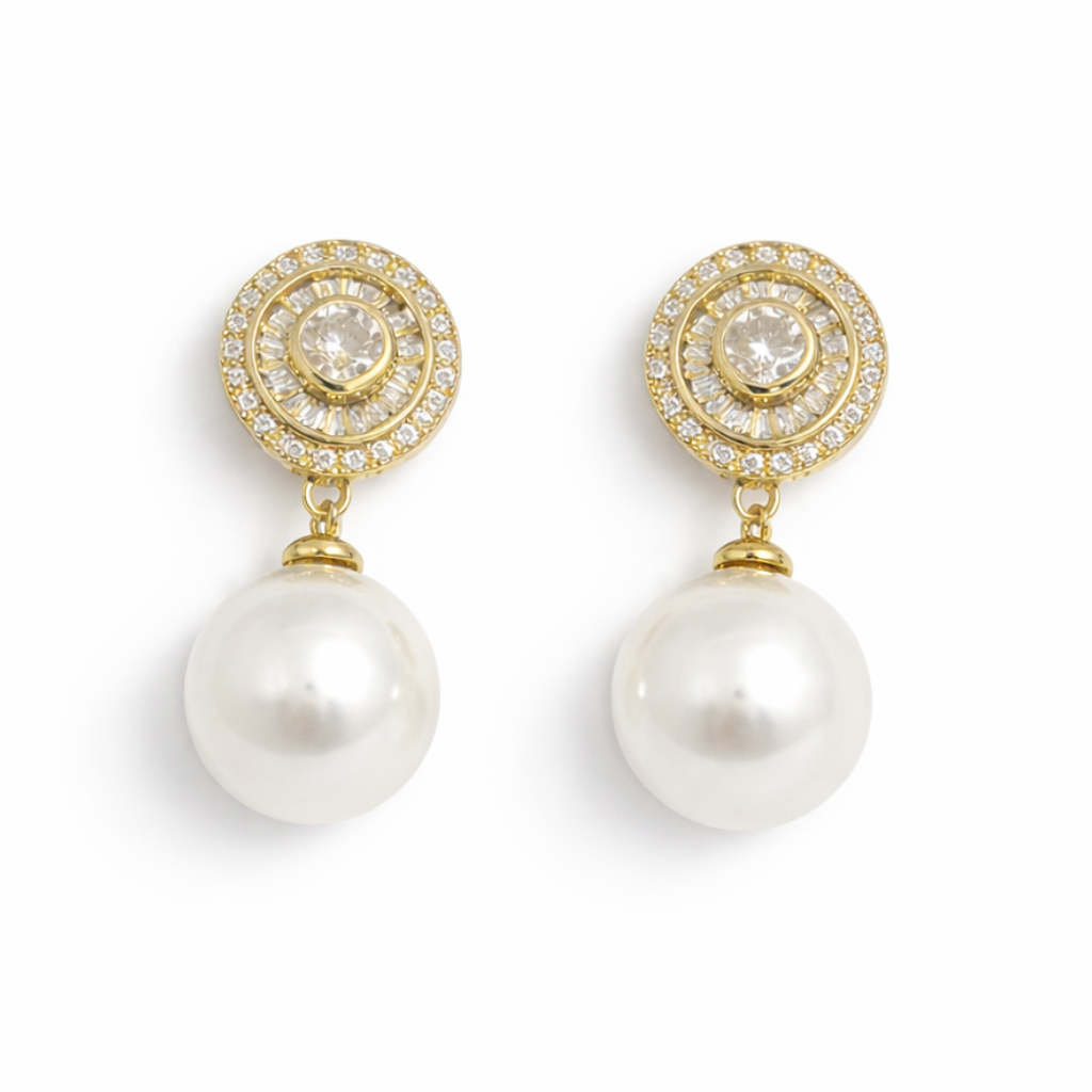 Royal Pearl Drop Statement Earrings