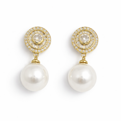 Royal Pearl Drop Statement Earrings