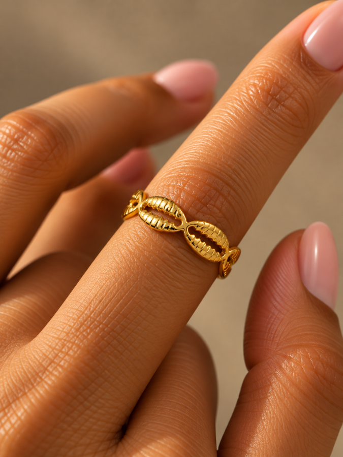 Shell Motif Adjustable Ring (anti Tarnish)