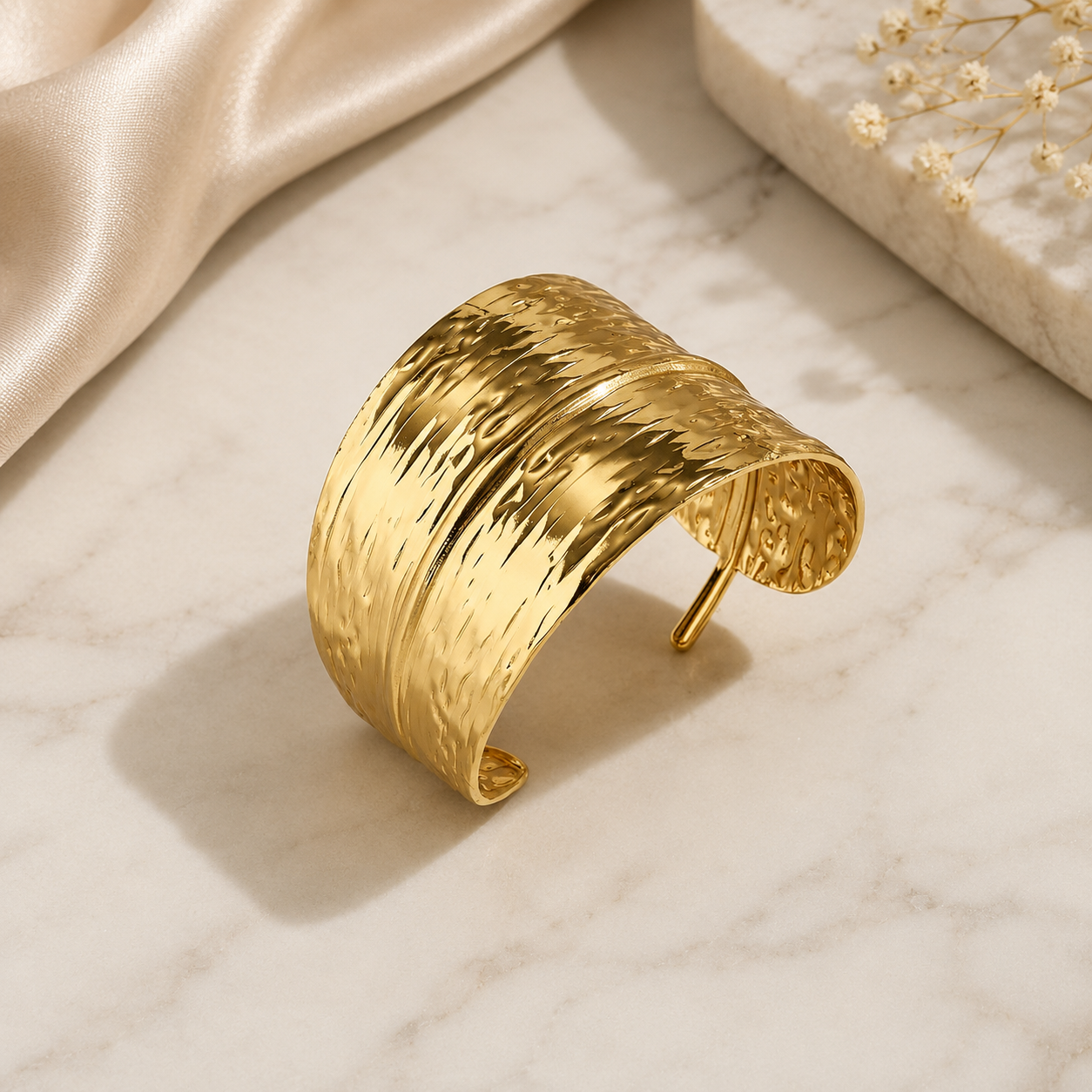 Textured Gold Luxe Cuff Bracelet