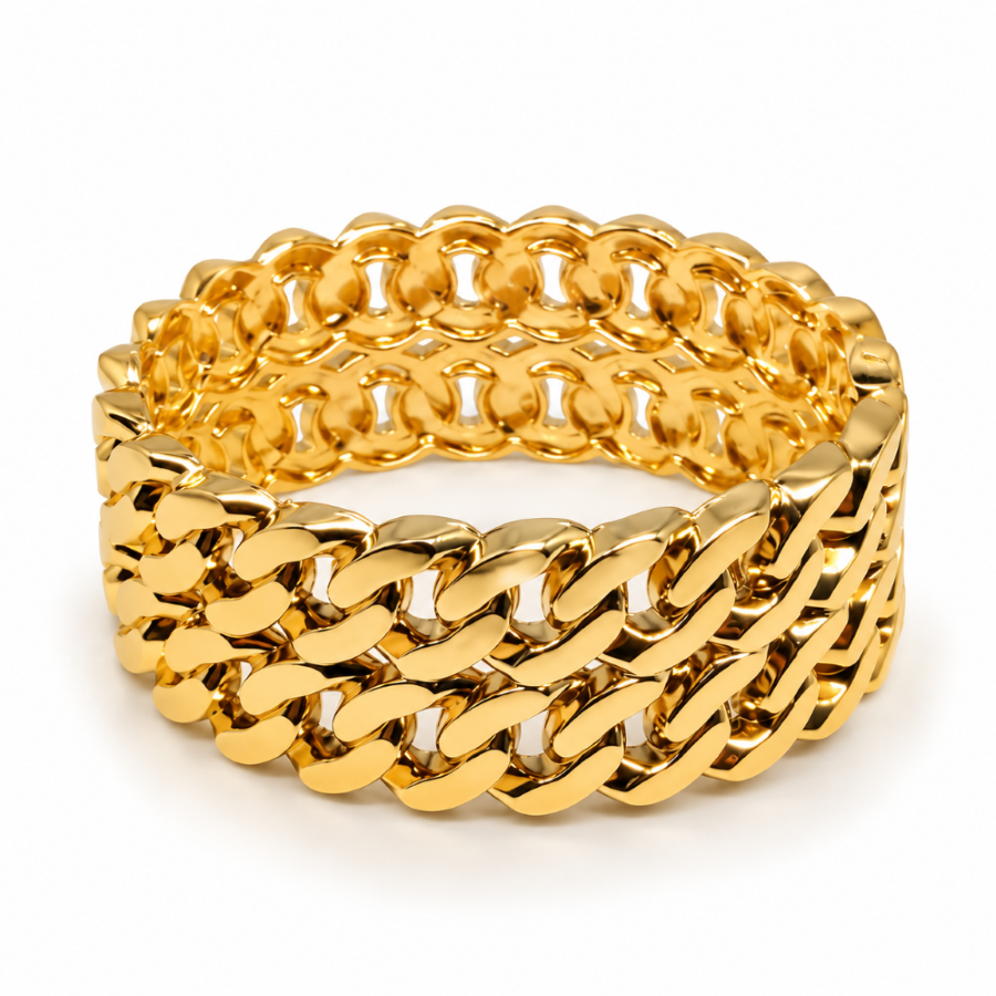 Arielle Gold Chain Statement Bangle (Anti tarnish) | Stainless Steel