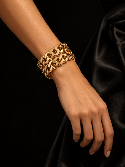 Arielle Gold Chain Statement Bangle (Anti tarnish) | Stainless Steel