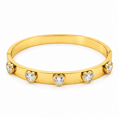 Amora Heart Gold Bangle  (Anti tarnish) | Stainless Steel