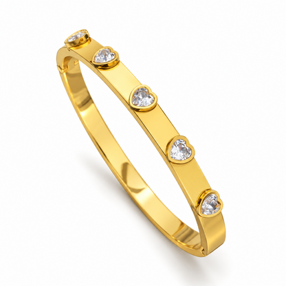 Amora Heart Gold Bangle  (Anti tarnish) | Stainless Steel