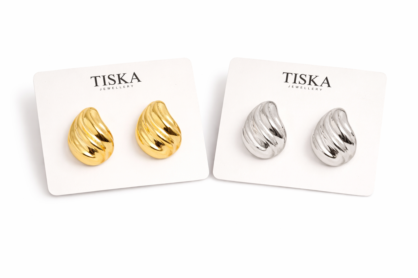 Molten Wave Statement Stud Earrings (Gold & Silver)
