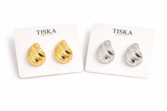 Molten Wave Statement Stud Earrings (Gold & Silver)