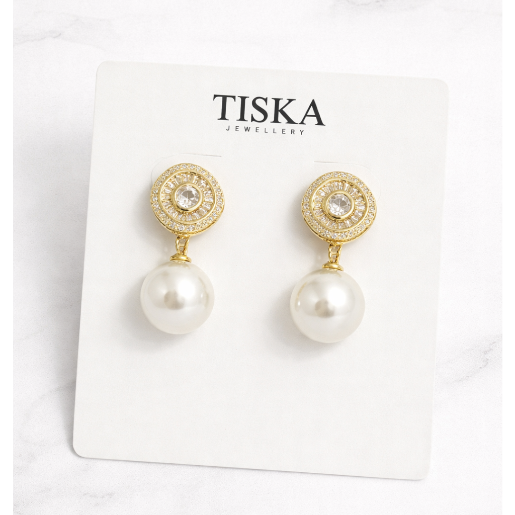 Royal Pearl Drop Statement Earrings