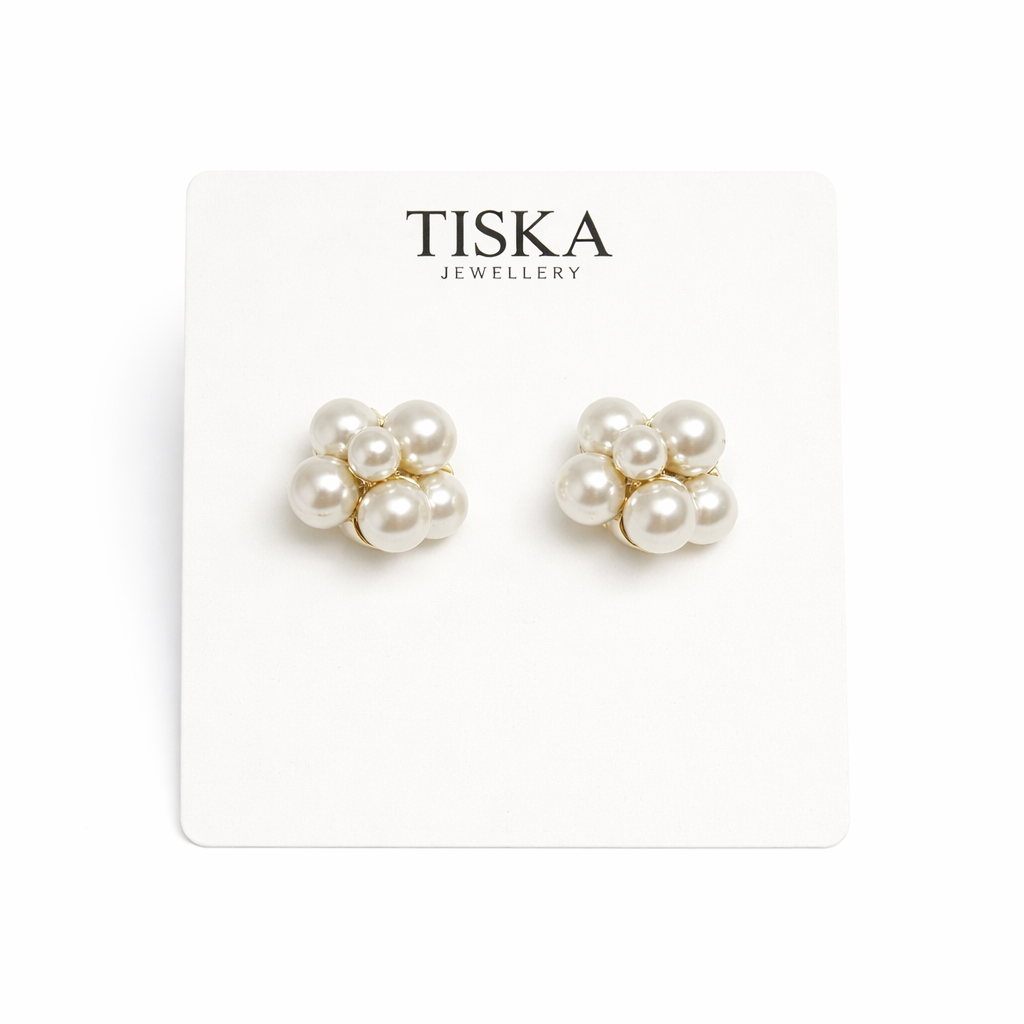 Pearl Blossom Cluster Stud Earrings