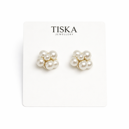 Pearl Blossom Cluster Stud Earrings