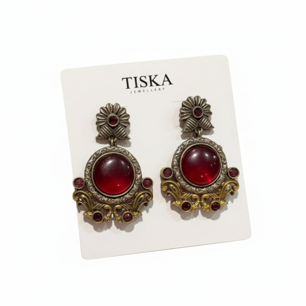 Regal Round Ruby Earrings