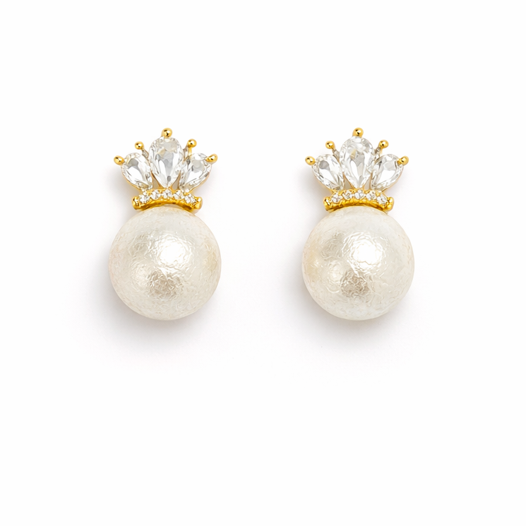 Pearl Crown Luxe Stud Earrings