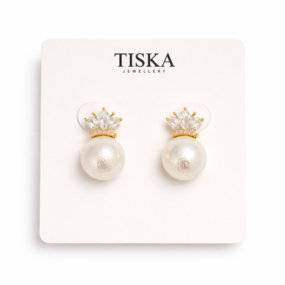 Pearl Crown Luxe Stud Earrings