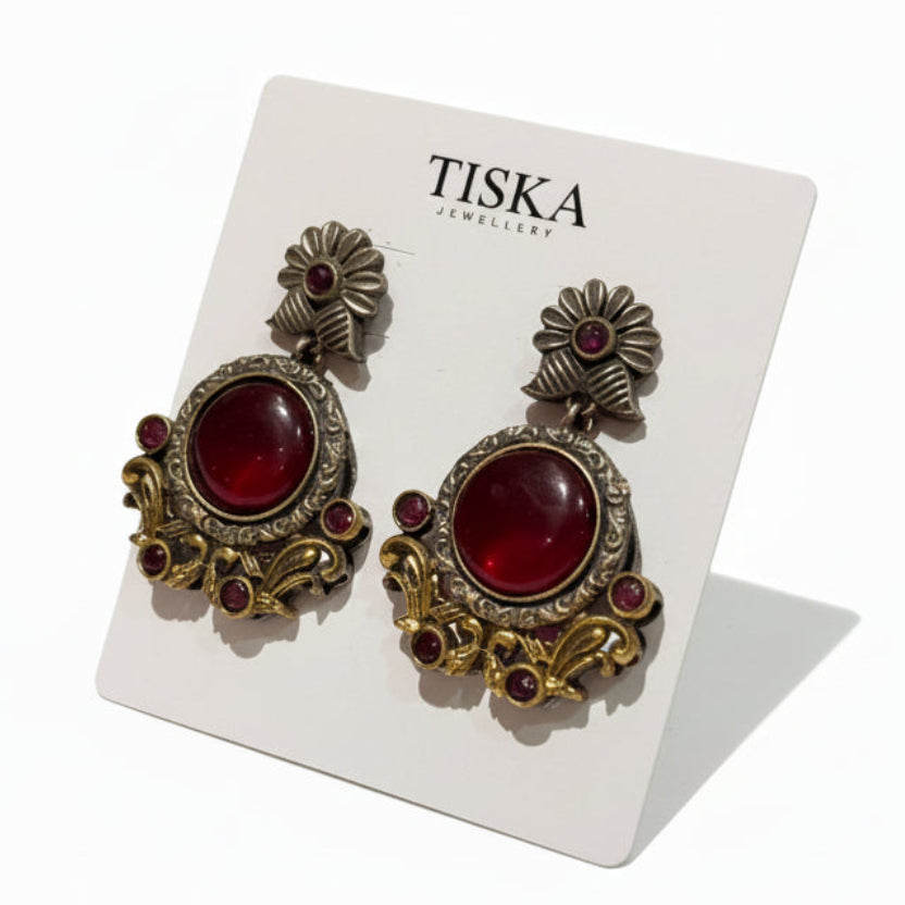 Regal Round Ruby Earrings