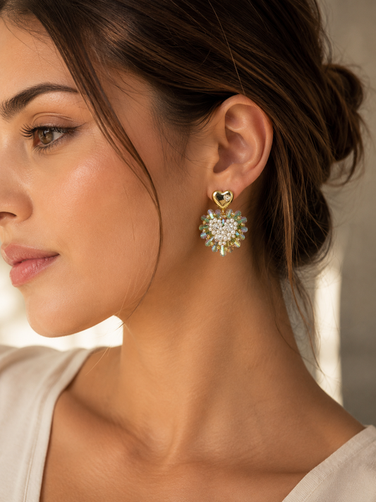 Iridescent Heartburst Pearl Earrings