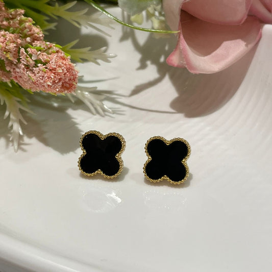 Black Clover Gold Stud Earrings