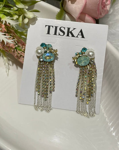 Blue Luxe Tassel Drop Earrings