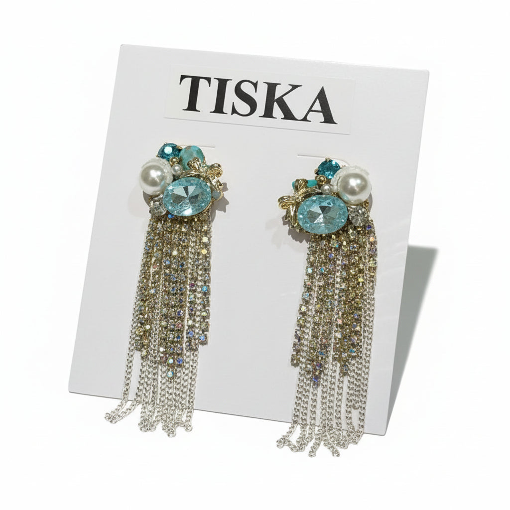 Blue Luxe Tassel Drop Earrings