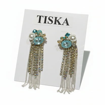 Blue Luxe Tassel Drop Earrings
