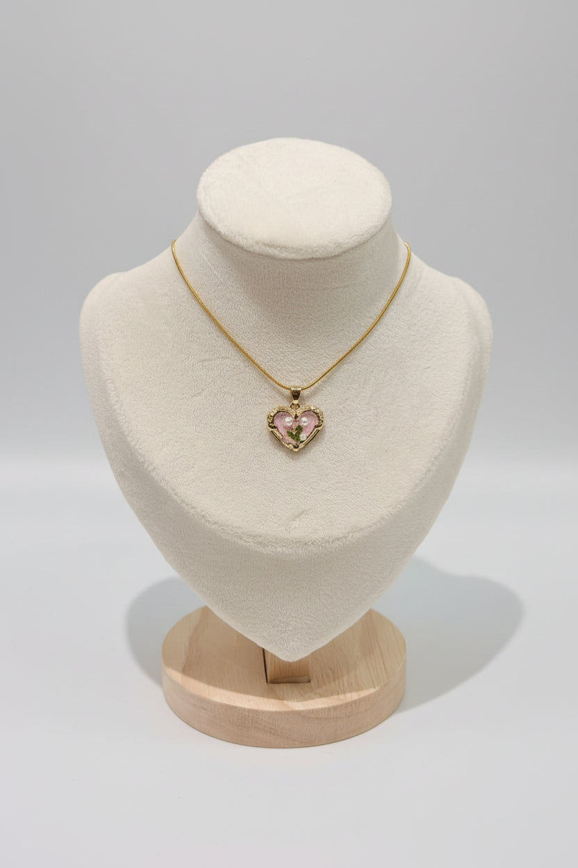 Blush Heart Pearl Pendant Necklace – Gold Finish | Anti-Tarnish