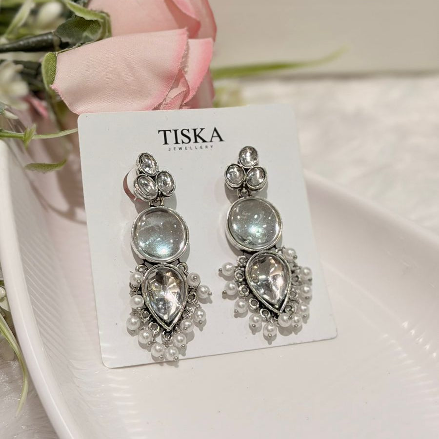 Celeste Crystal Pearl Drop Earrings