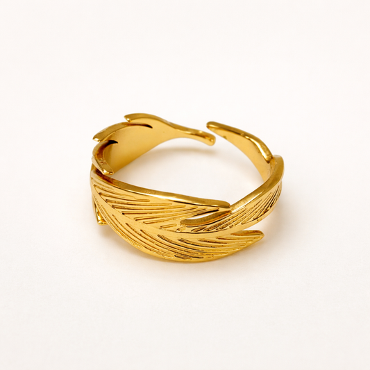 Golden Feather Wrap Ring