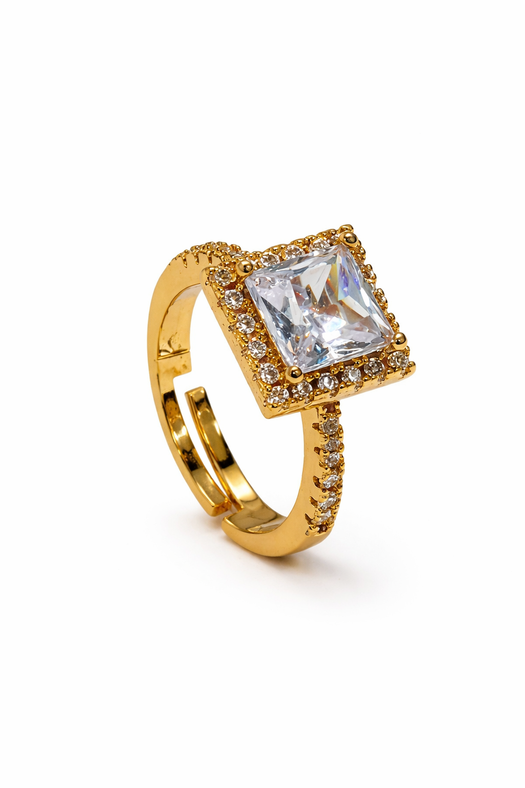 Royal Square Crystal Statement Ring