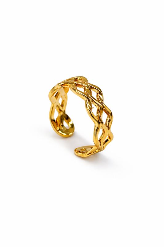 Twisted Chain Gold Adjustable Ring