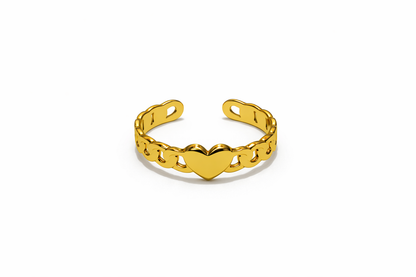 Heart Chain Gold Adjustable Ring