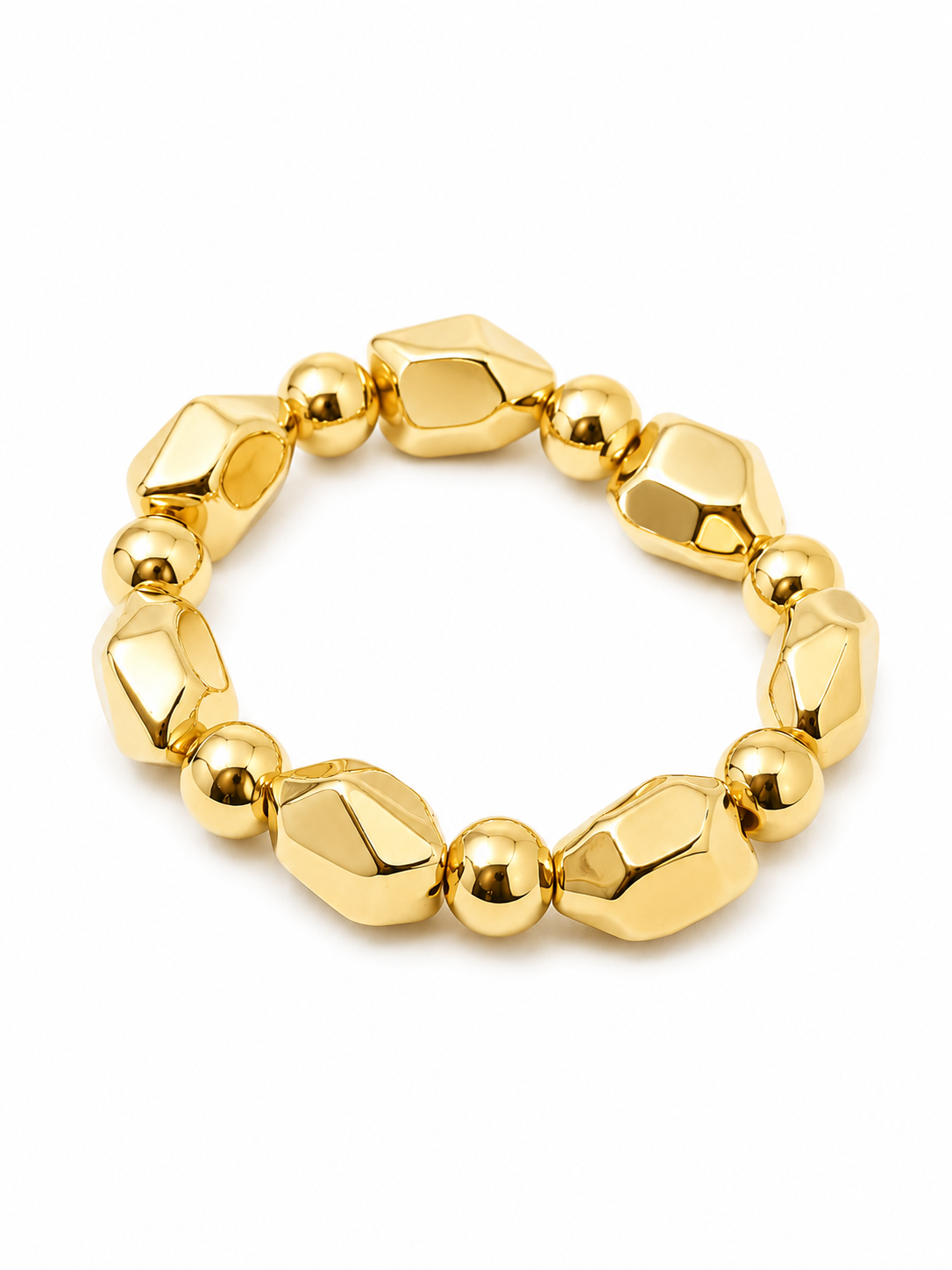Golden Sculpted Bead Stretchable Bracelet